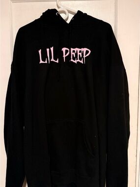 Lil Peep Black Hoodie with Pink Logo